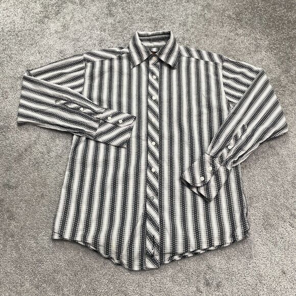 Ben Sherman Seersucker Button Down Shirt Mens Medium Black White Striped Cotton - Picture 1 of 16